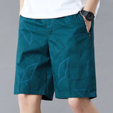 Threebooy L-6XL Big Size Men's Cotton Workwear Shorts Summer Casual Waist Elastic Beach Shorts Men Golf Shorts Relaxed Fit with Pockets