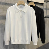Pullovers Men Turn-down Collar Office Simple Solid Young Korean Style Spring Autumn All-match College Long Sleeve Knitted Casual