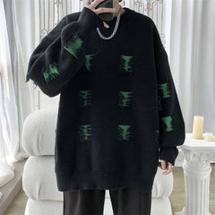 Threebooy Knitwear Pullover Knit Printed Sweaters Luxury Clothing Harajuku Male Jumper New in Sweaters Korean Popular Clothes Men's