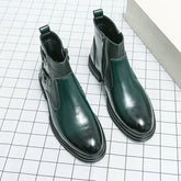 Threebooy Luxury Brand High-end Green Men's Banquet Dress Boots British Style Pointed Men's Genuine Leather Shoes Versatile Ankle Boots