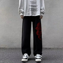 Threebooy Y2k High Street New Style Dragon Pattern Embroidery Baggy Jeans Retro Hip Hop Casual High Waisted Jeans Men and Women Streetwear