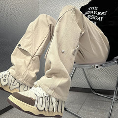 Threebooy 90s 00s Fashion Streetwear High Street Work Pants Men's Casual Pants Spring and Autumn Straight Leg Loose Wide Leg Pants