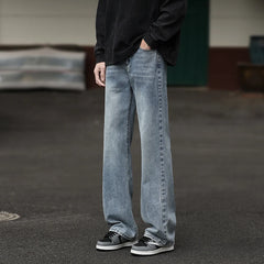 Threebooy Men's Casual Jeans Wide Legs Vintage Loose Trousers Fashionable Comfortable Straight Washed Streetwear Male Denim Pants