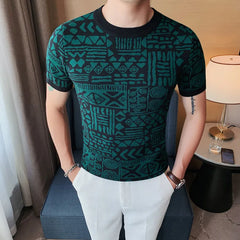 Threebooy British Style Male Spring High Quality Knit Pullovers With round Neck/Men's Slim Fit Casual Short Sleeve Knit Sweater S-4XL