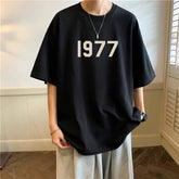 Threebooy 5Colors 1977 Printed T-Shirt 100% Cotton Short Sleeve Tee Shirt Hip Hop Loose Casual Men Women T Shirts Oversized Sports Wear