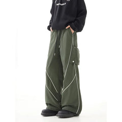 Threebooy Summer Lightweight Trousers Mens Straight loose Fishing Pants Tidal line Outdoor Hiking Nylon Quick Dry Casual Work Trousers