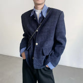 Threebooy Mens Spring Two Piece Striped Patchwork Shirt Fashion Niche Casual Youth Versatile Outdoor Couple Long Sleeve Top Men'S Clothing