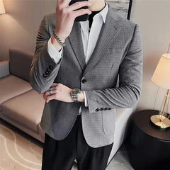 Threebooy Luxury Men's Casual British Business Formal Trendy Handsome Single Suit High-End For Wedding Groom Business Prom