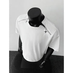 Threebooy Breathable Mens Round Neck T-Shirt man Zip Detail Trendy Design New Urban Streetwear Casual Summer Tee Comfort Fit Stylish Soft