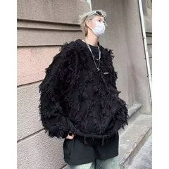 Threebooy Y2k Streetwear Men Sweaters Men Lazy Wind Autumn Winter American High Street Loose Leisure Knitwear Jacket