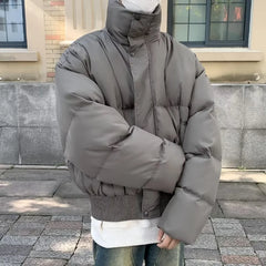 Threebooy Inter Fashion New Loose and Thick Cotton Clothes Stand Collar Cotton Jacket Short Cotton Jacket