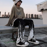 Threebooy Hip-hop Black Trousers Loose Large Size High Street Fashion Brand Men and Women Floor-length Straight Jeans
