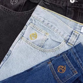 Threebooy Vintage BIGBOY loose simple embroidered denim pants new streetwear wide leg loose denim pants fashionable straight pants