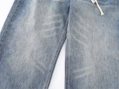 Threebooy Hip Hop Jeans Men Streetwear Punk Washed Striped Denim Pants Harajuku Vintage Baggy Casual Wide-leg Pants Unisex Trousers