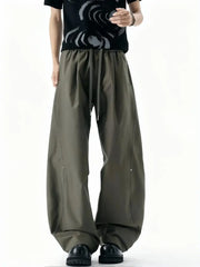 Threebooy Y2k American Casual Sport Streetwear Wide Leg Oversized Curved Pants Men Loose Trousers Baggy Suit Pants Sweatpants