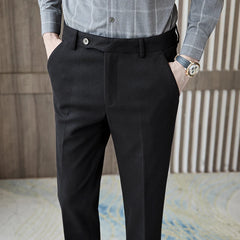 Threebooy Men's Business Pants British Style Slim Fit Classic Formal Dress Pants for Men Wedding Party Trousers 29-38