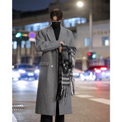 Threebooy Woolen coat man Autumn Winter thickening Autumn Winter thickening men loog casual jacket fashion overcoat men's 2024