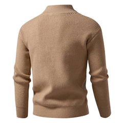 Threebooy 2025 Autumn Winter Men's Knit Sweatercoat Fashion Stand Collar Zipper Smart Casual Knitted Cardigan Men Slim Warm Sweater Jacket