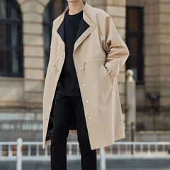 Threebooy Mens Windbreaker Contrasting Colors Business Casual Cape Jacket Fall Streetwear Trendy Temperament Long Coat Men'S Clothing