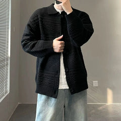 Threebooy Mens Sweater Textured Woven Casual Knitted Sweater Autumn Streetwear Fashion Campus Youth Long Sleeve Tops Men'S Clothing