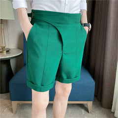 Threebooy British Style Summer Suit Shorts Men Clothing Straight Business Formal Wear Slim Fit Casual Short Homme Knee Length Quality