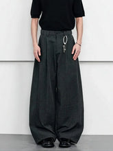 Threebooy Y2k Vintage Plaid Wide Leg Pants Men Loose Streetwear Baggy Curved Pants Work wear Business Suit Trousers