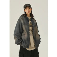 Threebooy Small niche retro washed vintage denim jacket men's spring autumn clothing new loose casual jacket for men's top