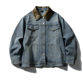 Threebooy Vintage Pockets Denim Jackets Mens Streetwear Punk Y2k Cargo Coats Harajuku Loose Casual Hip Hop Washed Jeans Jackets Male