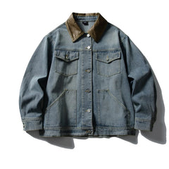 Threebooy Vintage Pockets Denim Jackets Mens Streetwear Punk Y2k Cargo Coats Harajuku Loose Casual Hip Hop Washed Jeans Jackets Male