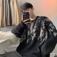 Threebooy Korean casual lazy style sweater for men's autumn winter new item loose knit sweater for teenagers base top
