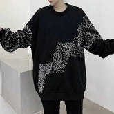Threebooy Mens Sweatshirt Dark Gothic Style Sequin Top Streetwear Fashion Campus Performance Splicing Long-Sleeve Top Men'S Clothing