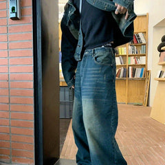 Threebooy Two Piece Set/single Piece Spring Autumn Jackets Jeans Tracksuit Trendy Vintage Loose Washed Old Jeans Set Male Street Outerwear