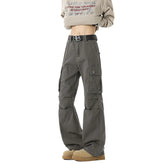 Threebooy Cargo pants mens Large Pocket Loose Overalls Men's Outdoor Sports Jogging Tactical Pants Pure Cotton Casual Work Pants