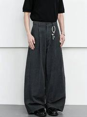 Threebooy Y2k Vintage Plaid Wide Leg Pants Men Loose Streetwear Baggy Curved Pants Work wear Business Suit Trousers