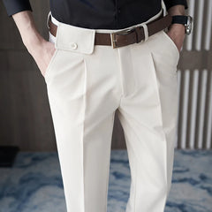 Threebooy Spring New Solid Ankle Length Business Formal Wear Men Clothing Dress Pants Slim Fit Casual Office Trousers 28-36