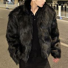 Threebooy New Fashion Trend Solid Color Versatile Autumn And Winter Imitation Fur Coat Men'S Street Thick Warm Wool Coat Mens Clothing