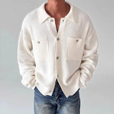 Threebooy New Japanese Fashion Men Cardigan Jackets Light Luxury Knitted Button-down Long Sleeve Sweater Coat Premium Solid Color Knitwear