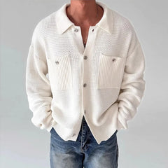 Threebooy New Japanese Fashion Men Cardigan Jackets Light Luxury Knitted Button-down Long Sleeve Sweater Coat Premium Solid Color Knitwear