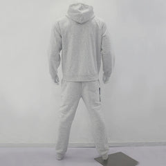 Threebooy Autumn/Winter New Men's Wear Plush Solid Double Pocket Sweater Slim Fit Hooded Cardigan Pants Casual Set