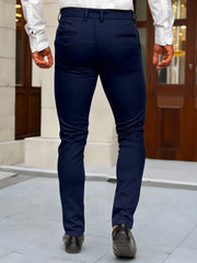 Threebooy Men's Tapered Cropped Dress Pants Polyester Slim Fit Business Casual Solid Ankle‑Length Trousers Brown Army Green Royal Blue