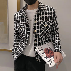 Threebooy New Style Men Spring High Quality Plaid Casual Jackets/Male Slim Fit Fashion Autumn Lapel Plaid Coat S-3XL