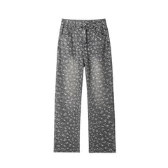 Threebooy Spring Casual Jeans Men Straight Jeans unisex Jacquard Denim Pants Trousers Slim Fit Classic Cowboys Young Man Jeans