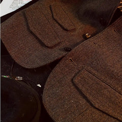 Threebooy Spring British Retro Wool Herringbone Vest French Fashion Elegant Style Tweed Vest Wool Khaki Suit Slim Vest Aesthetic Elegant