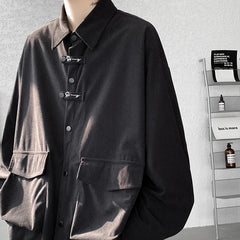 Threebooy Corduroy Shirt Men Casual Turn Down Button Long Sleeve Shirts Streetwear Leisure Luxury Clothing Chemise Homme