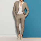 New Arrival Notch Lapel Suits for Men Two Piece Fashion Groom Wedding Tuxedo Beach Casual Slim Male Suit (Jacket+Pants)