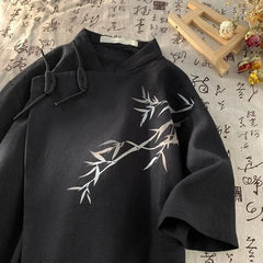 Threebooy Chinese Style Classic High-end Shirt Summer Korean Style Trendy Retro Unique Temperament Loose Short-sleeved Blouse Aesthetic