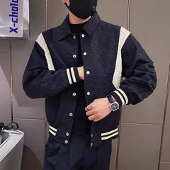 Threebooy New Concave and Convex Coat Men Trendy Lapel Jacket Light Luxury Handsome Fashion Top