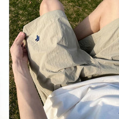 Threebooy American Sports Shorts High Waist Wide-leg Five-leg Pants Japanese Fashion Trend Casual Loose Summer Thin Black Pants Aesthetic