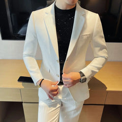 Threebooy High-End Men, Spring And Summer Thin Business Casual Versatile Trendy Slim Fit Fashion Two-Piece Suit
