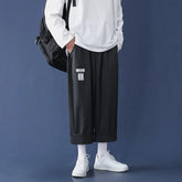 Threebooy Loose Trend Casual Pants Men Drape Straight Wide-leg Trousers Fashion Spring Summer Solid All-match Elastic Waist Cloth Overalls